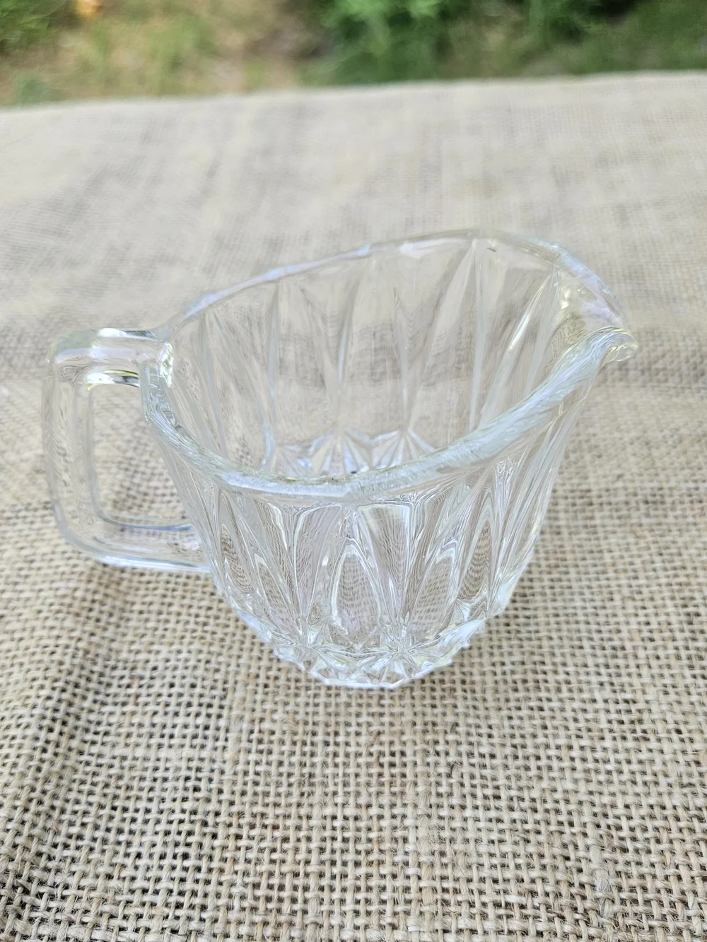 Clear Crystal Glass Creamer Pitcher - Classic Faceted Design